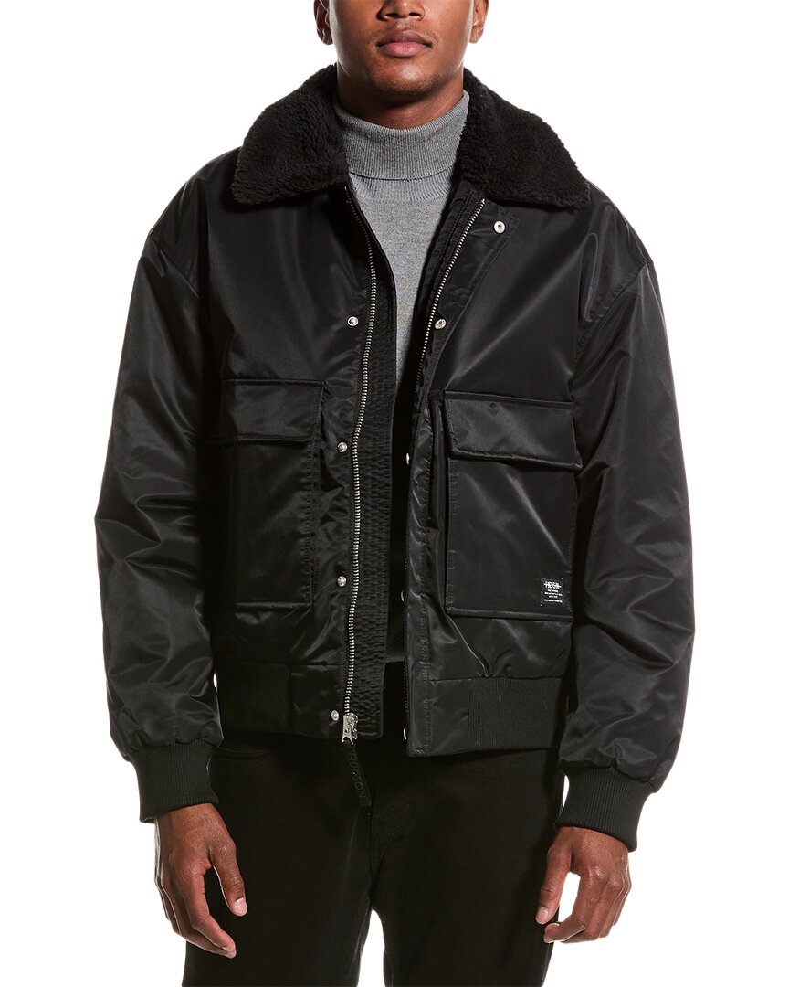 Hudson Jeans Cargo Pockets Bomber Jacket In Black