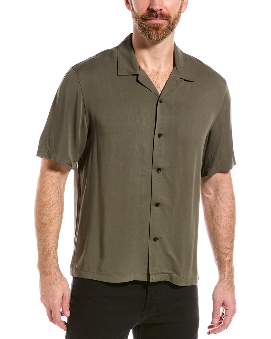 Rag & Bone Avery Short Sleeve Jersey Button-up Shirt In Green