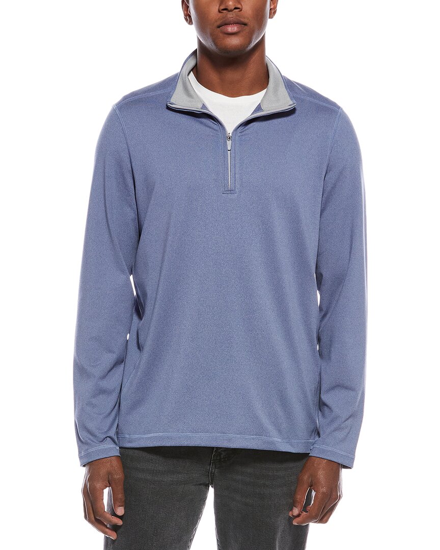 Brooks Brothers Knit Solid 1/4-zip Pullover In Blue
