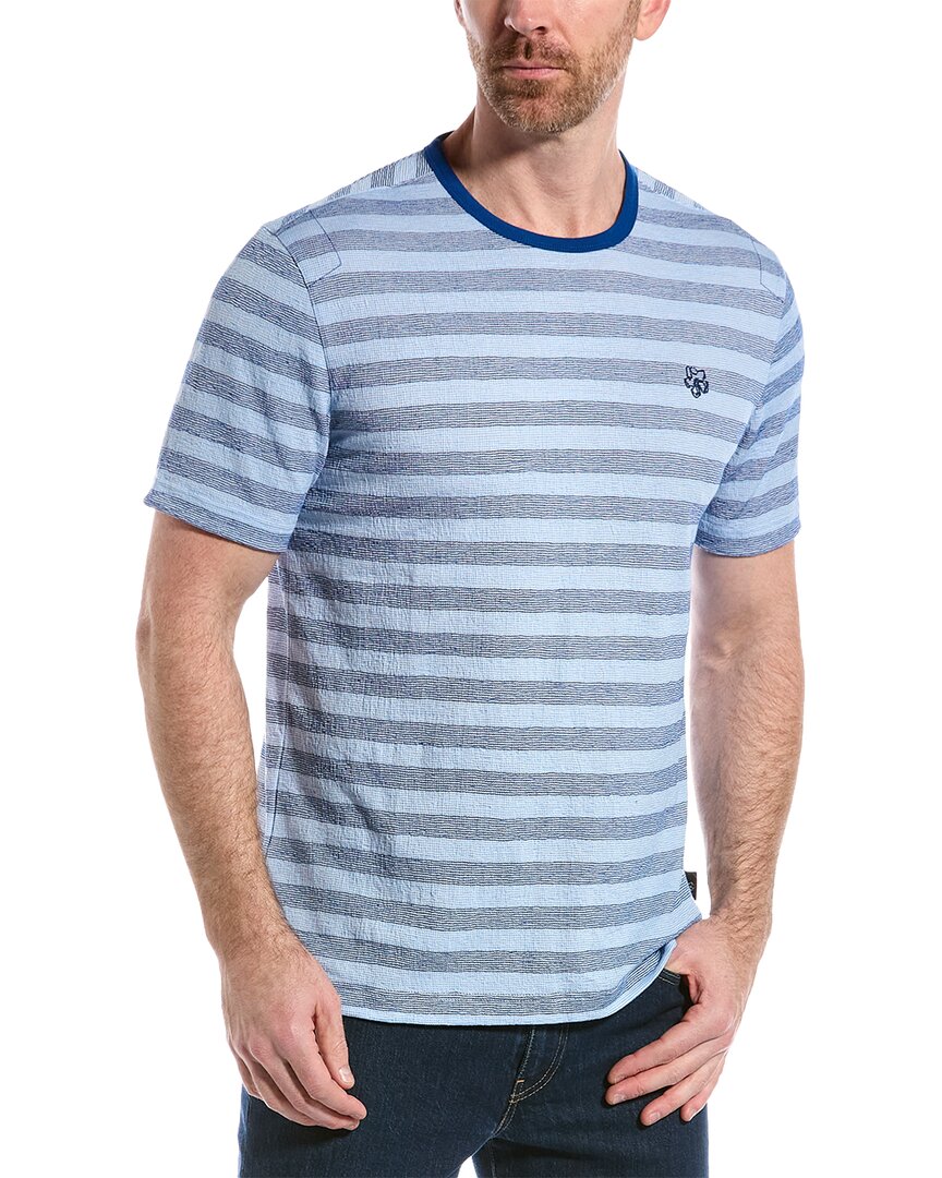 Ted Baker Textured Stripe Crewneck T-shirt In Blue