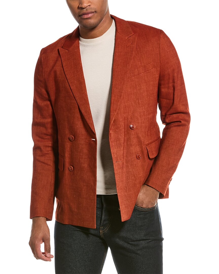 Shop Ted Baker Shutton Wool & Linen-blend Blazer In Red