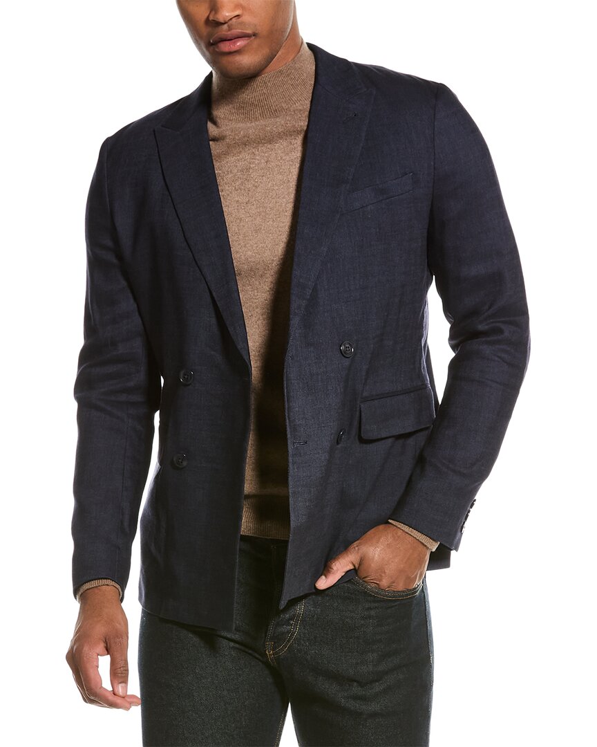 Ted Baker Shutton Wool & Linen-blend Blazer In Blue