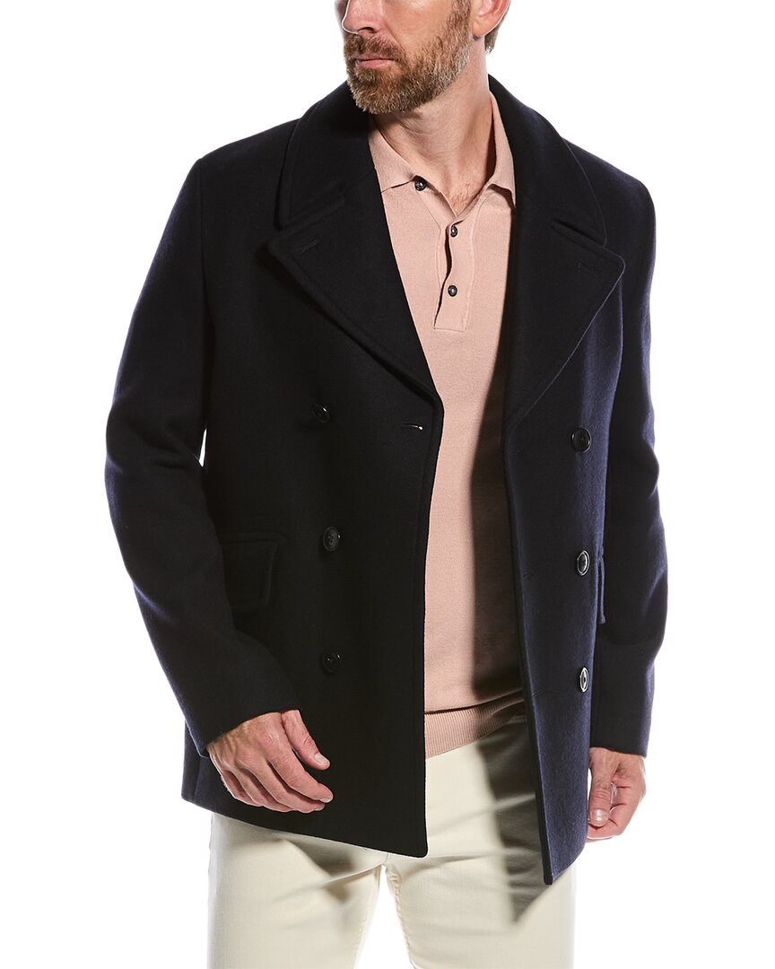 Ted Baker Flasby Wool-blend Peacoat In Blue