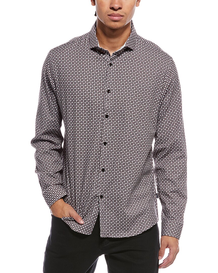 Stone Rose Stretch Print Shirt In Red