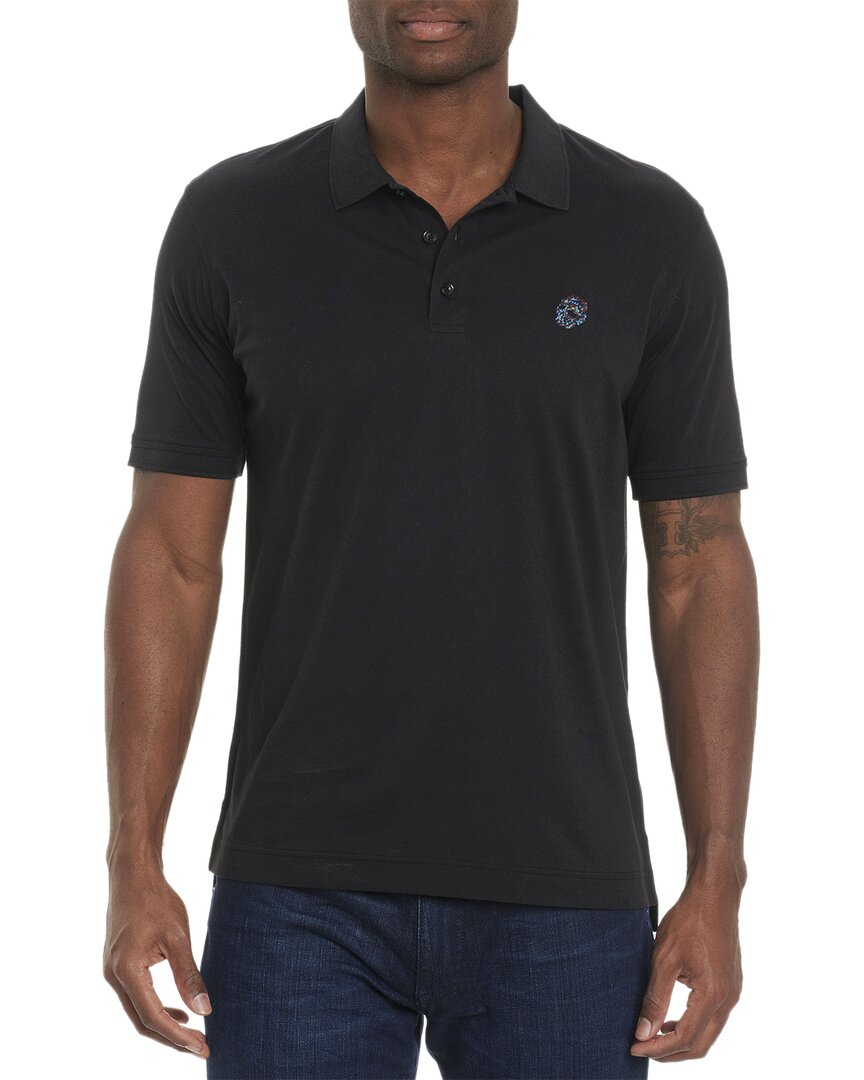 Robert Graham Stone Trail Short Sleeve Knit Polo In Black