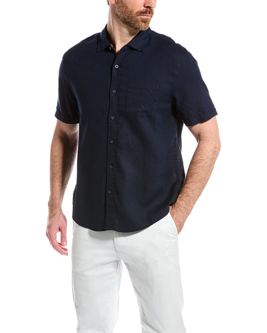 Magaschoni Linen-blend Woven Shirt In Blue