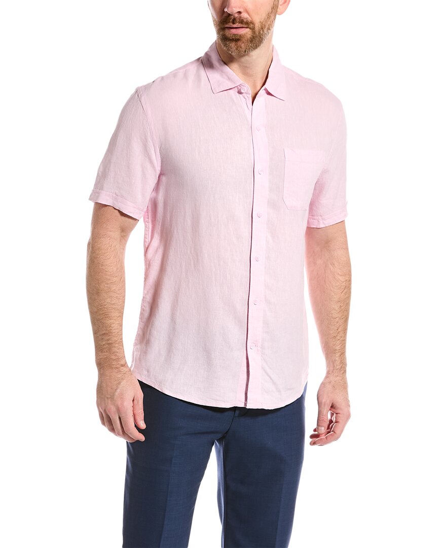 Magaschoni Linen-blend Woven Shirt In Pink