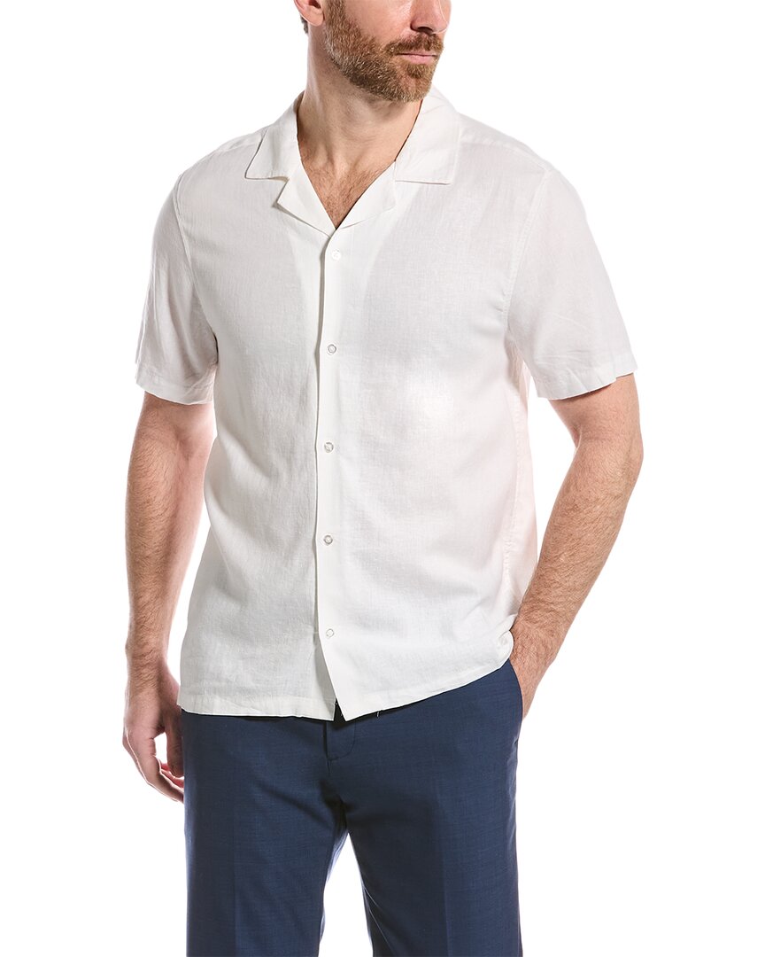 Magaschoni Linen-blend Woven Shirt In White