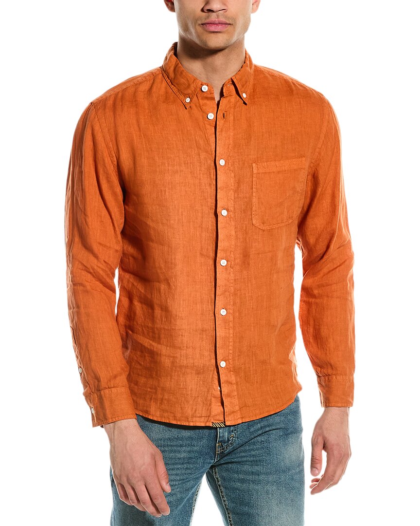 Billy Reid Tuscumbia Standard Fit Linen Button-down Shirt In Orange