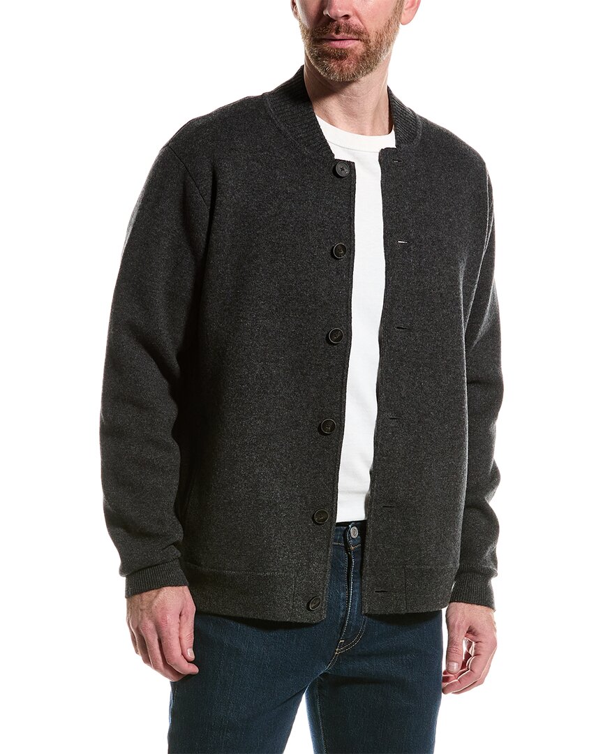 Shop Raffi Reversible Wool & Cashmere-blend Cardigan In Grey
