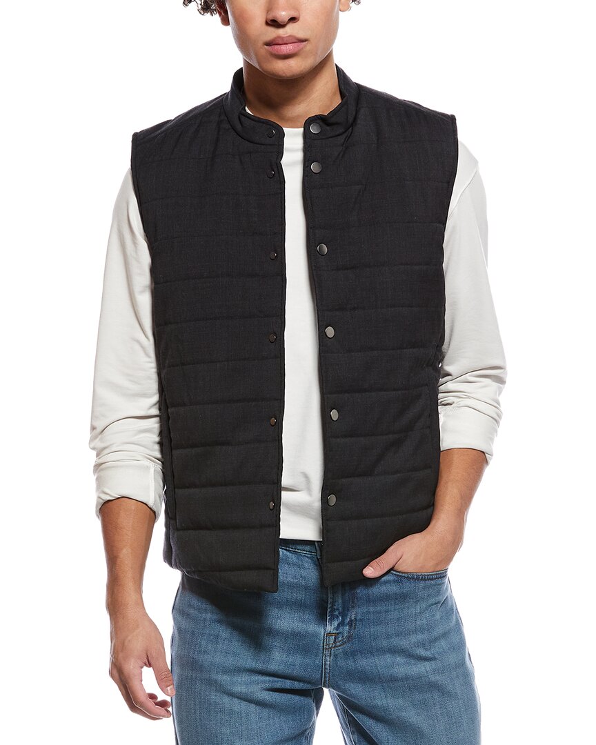 Eton Padded Wool Vest In Dark Grey