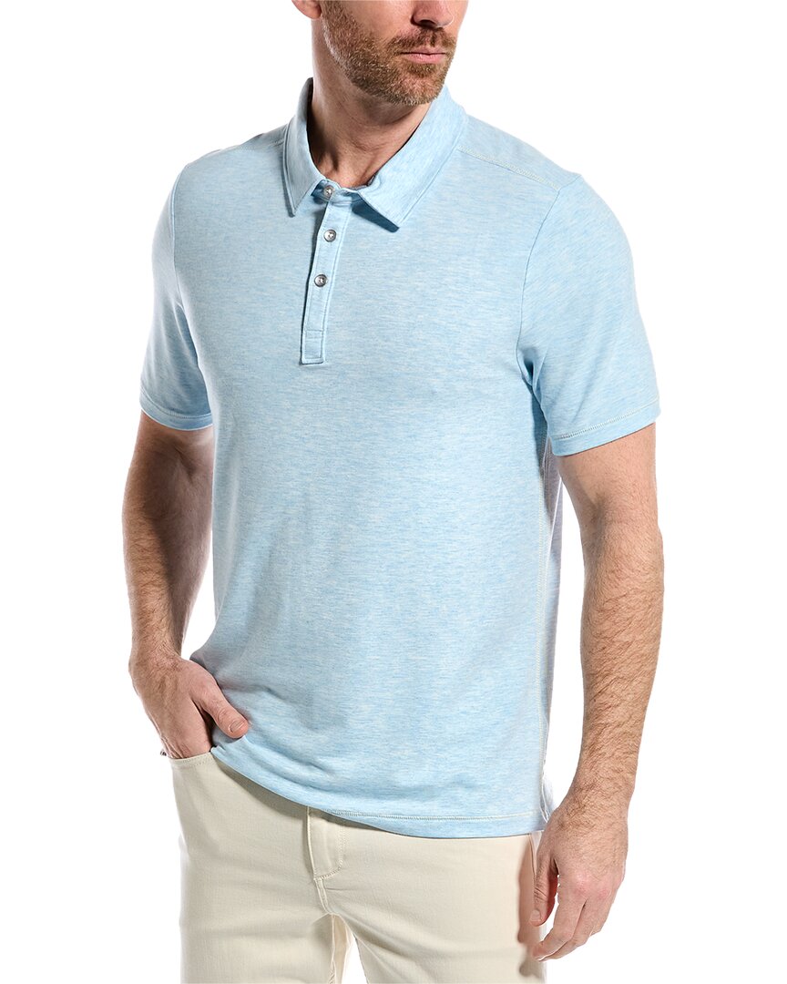 Magaschoni Stretch French Terry Polo Shirt In Blue