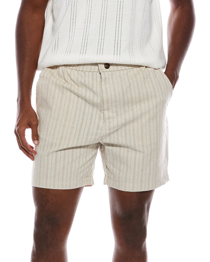 Slate & Stone Elastic Waist Easy Linen-blend Short In Neutral