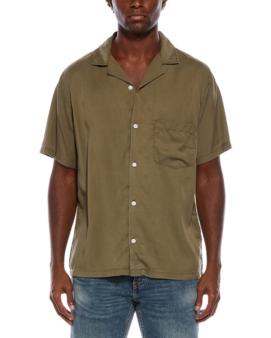 Slate & Stone Washed Camp Collar Shirt In Green