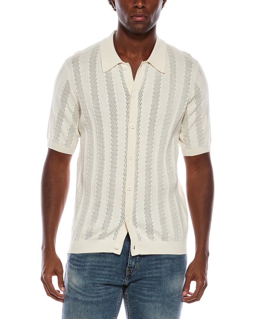 Slate & Stone Knit Button Sweater Shirt In White