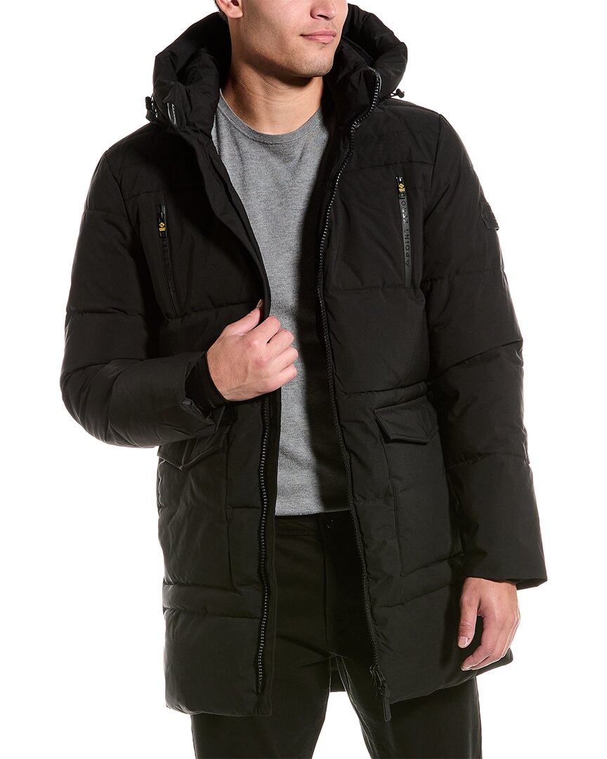 Shop Point Zero Hooded Long Puffer Jacket In Black