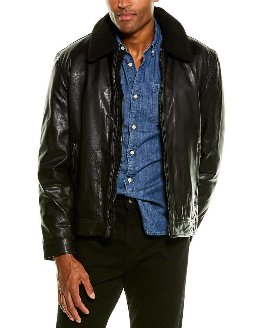 Image of Cole Haan Aviator Leather Jacket