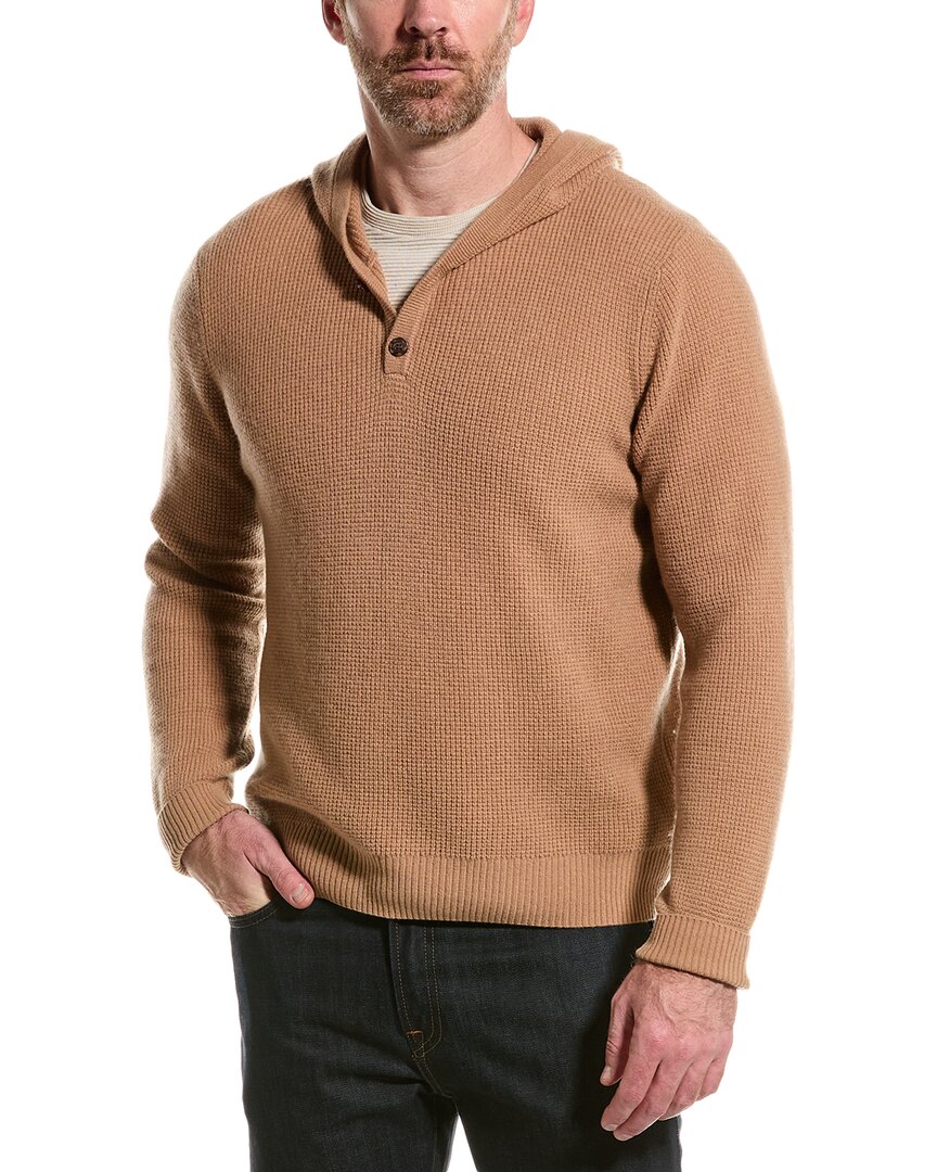 Naadam Waffle Stitch Wool & Cashmere-blend Henley Hoodie In Brown