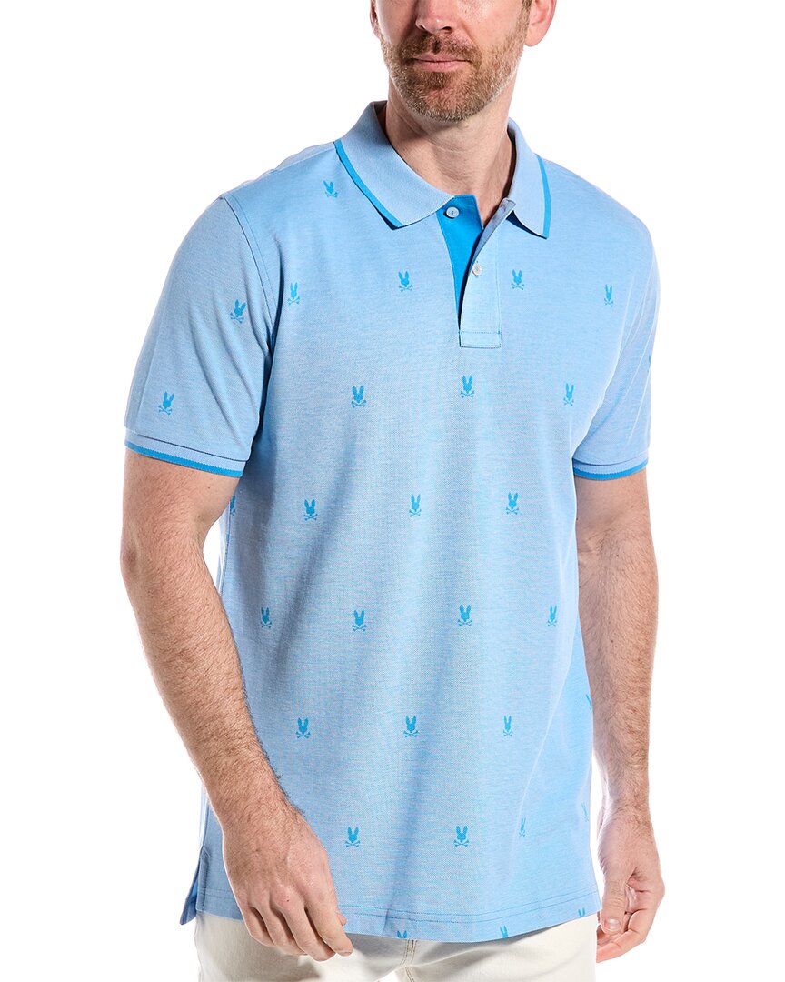 Shop Psycho Bunny Birdseye Printed Polo Shirt In Blue