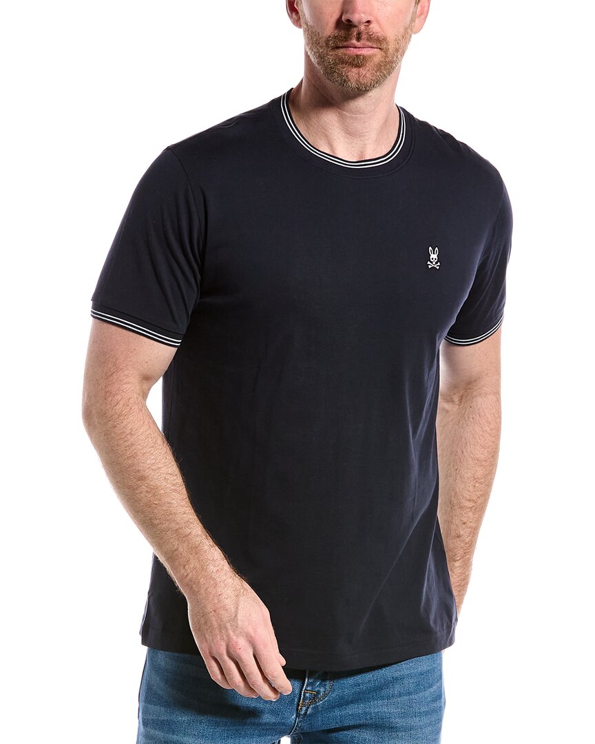 Psycho Bunny Pima Cotton Tipped Logo Tee In Blue