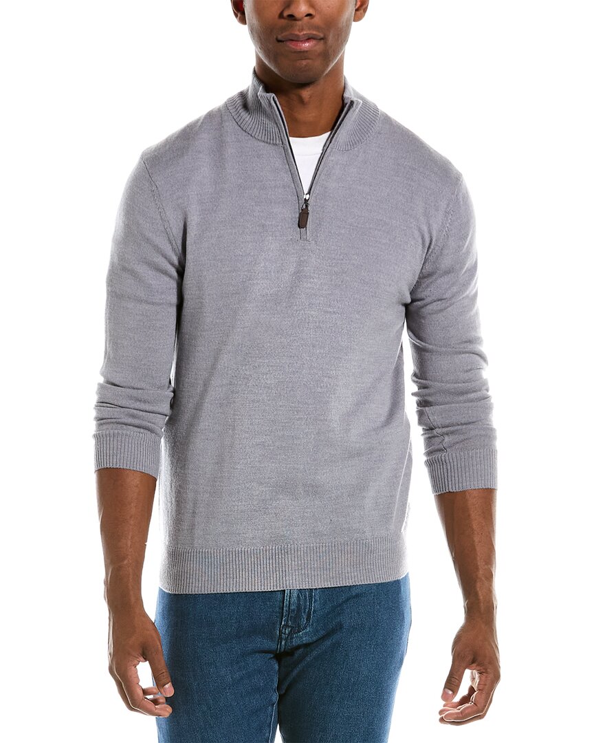 Shop Quincy Wool 1/4-zip Mock Sweater In Grey