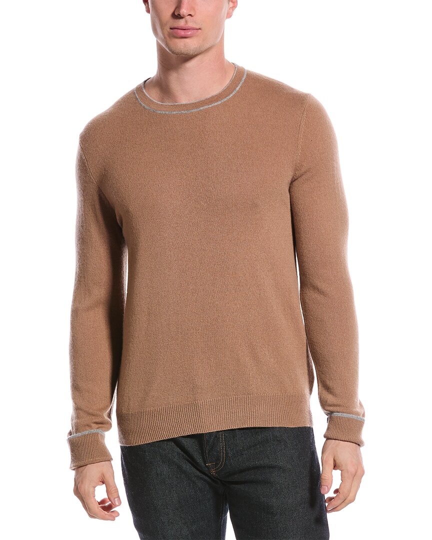 Shop Qi Cashmere Contrast Trim Cashmere Sweater In Tan