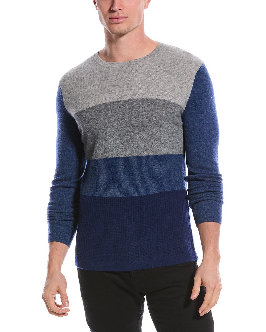 Shop Qi Cashmere Colorblocked Cashmere Sweater In Blue