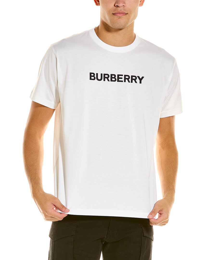 Burberry Logo Print Cotton Oversized T-shirt In White