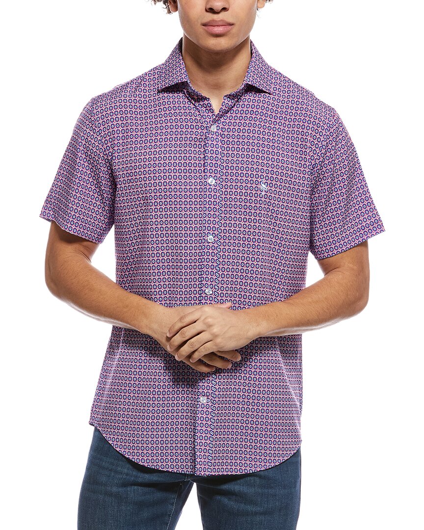 Tailorbyrd Moroccan Tile Printed Performance Shirt In Purple