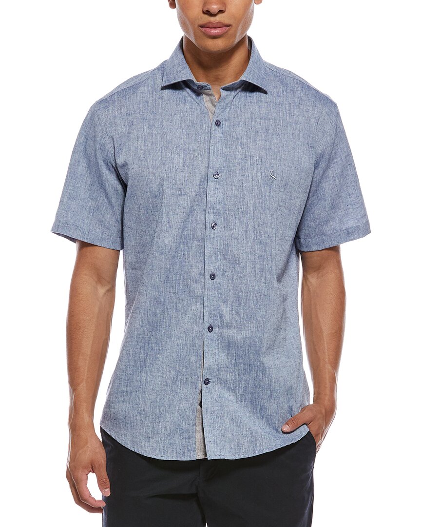 Tailorbyrd Yarn Dyed Melange Linen-blend Shirt In Multi