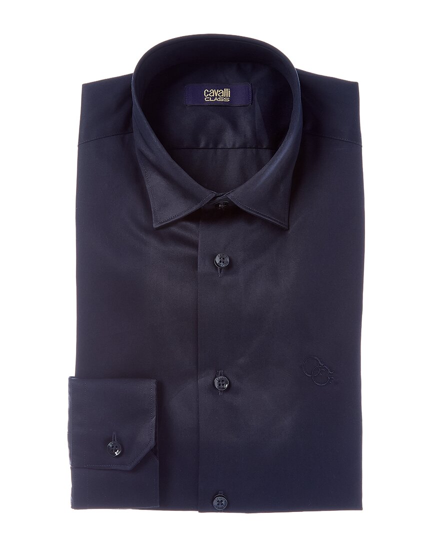 Cavalli Class Slim Fit Dress Shirt In Blue