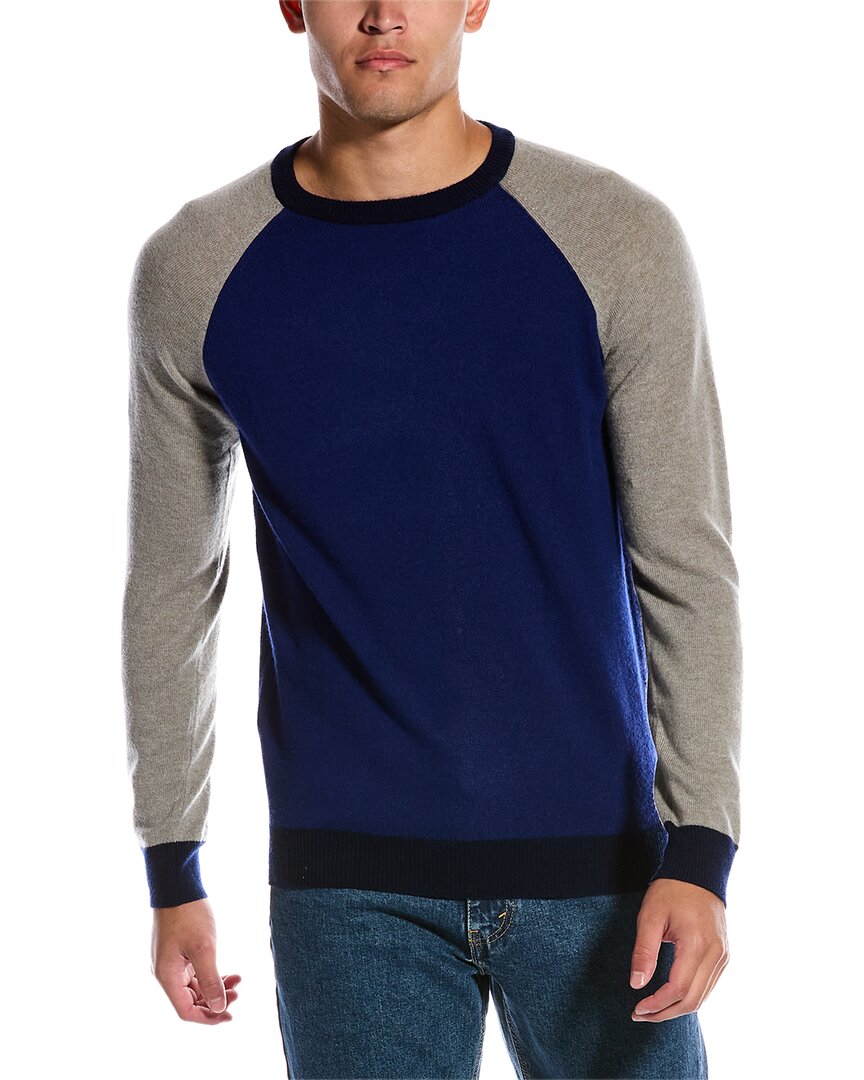 Shop Scott & Scott London Contrast Wool & Cashmere-blend Sweater In Blue