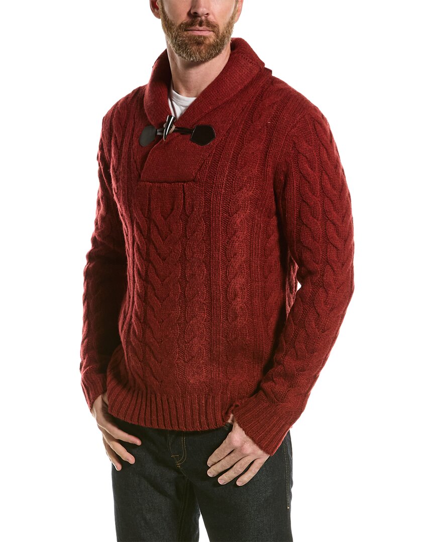 Shop Loft 604 Cable Wool Shawl Collar Sweater In Red