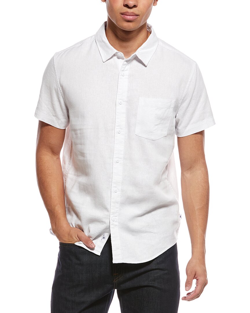 Vintage Summer Linen-blend Button-down Shirt In White