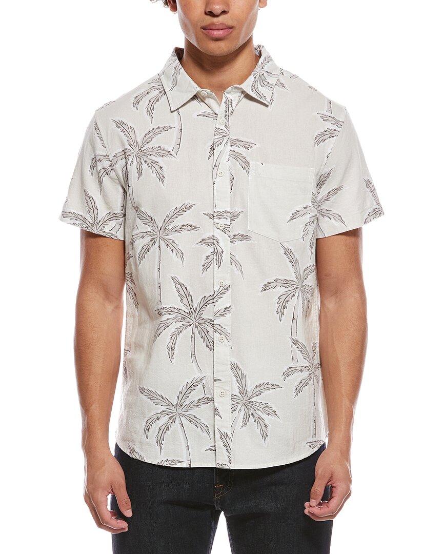 Vintage Summer Printed Gauze Button-down Shirt In White