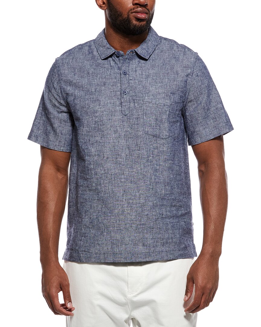Onia Josh Linen-blend Shirt In Blue