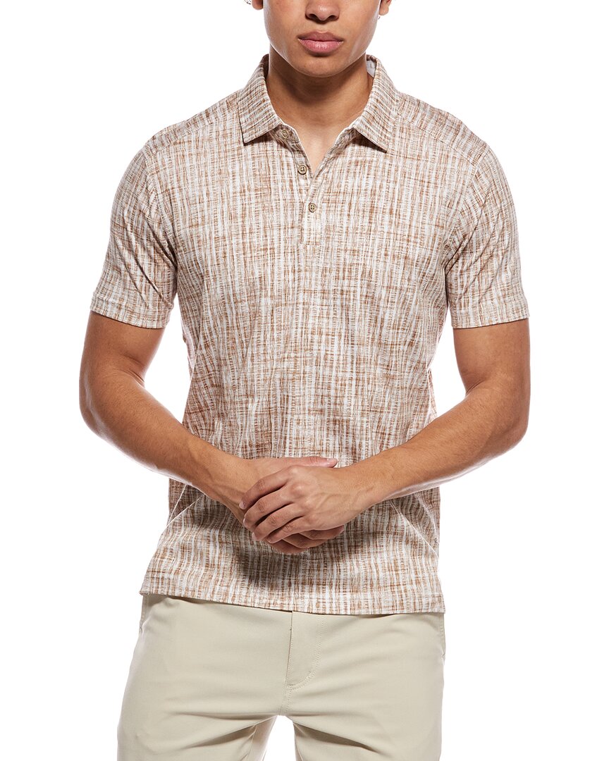 Raffi Brushed Gingham Polo Shirt In Brown