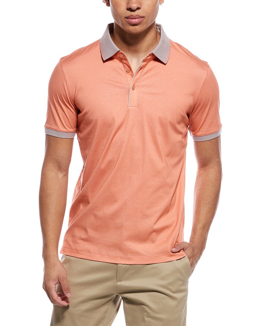 Raffi Jacquard Printed Polo Shirt In Orange