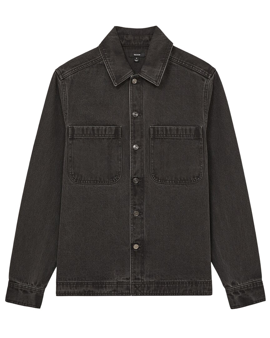 Reiss Tore Denim Overshirt In Black
