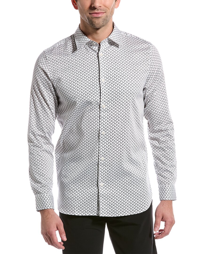 Ted Baker Willuw Line Geo Print Woven Shirt In White