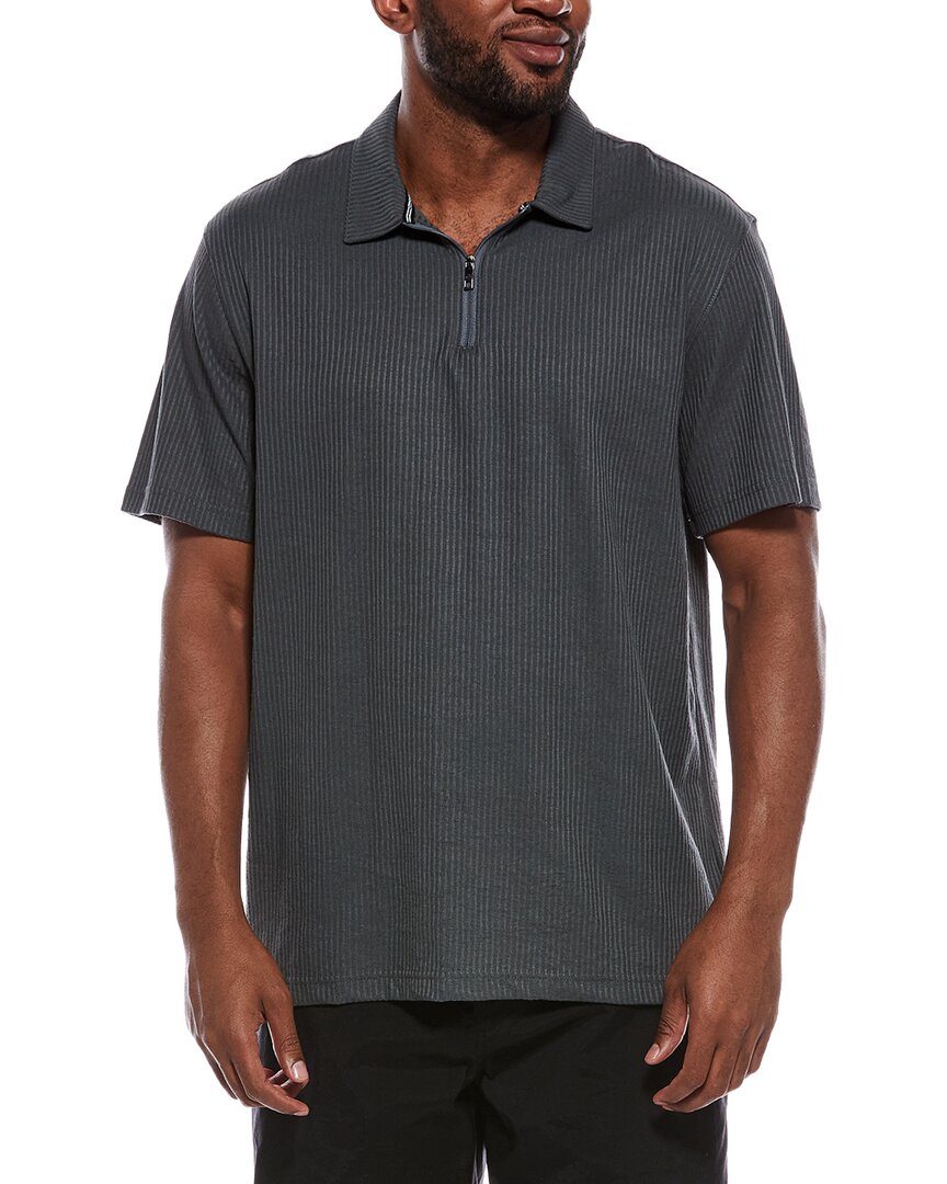 Ted Baker Rib Zip Polo Shirt In Gray