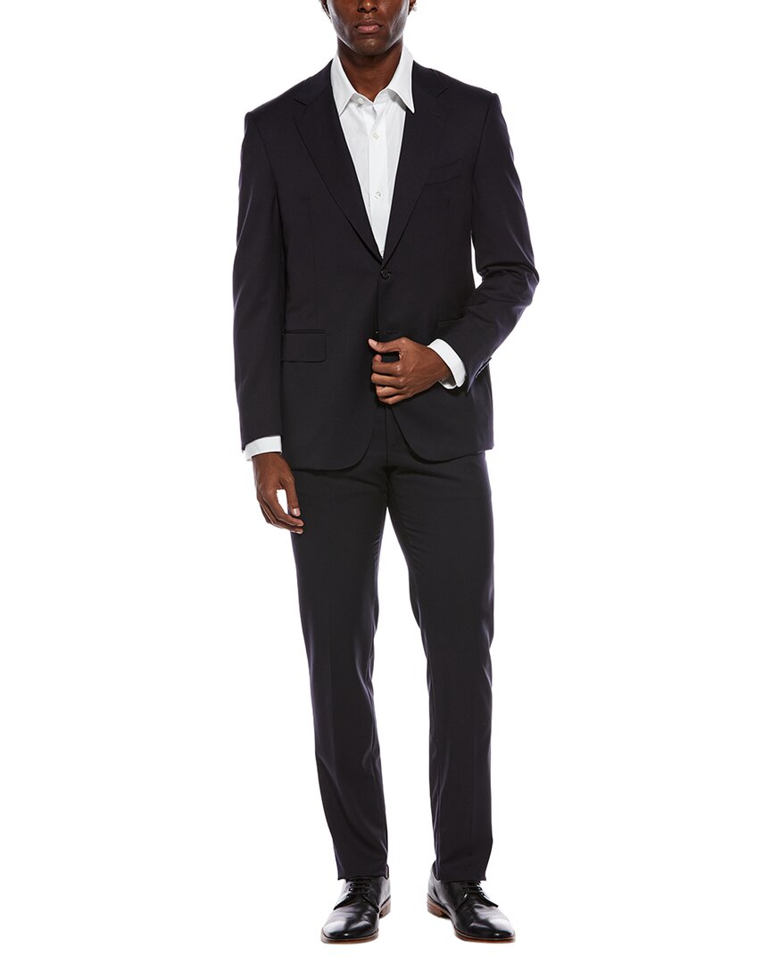 Canali 2pc Wool Suit With Flat Front Pant In Black