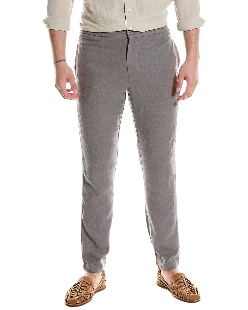 Shop Onia Linen-blend Pant In Grey