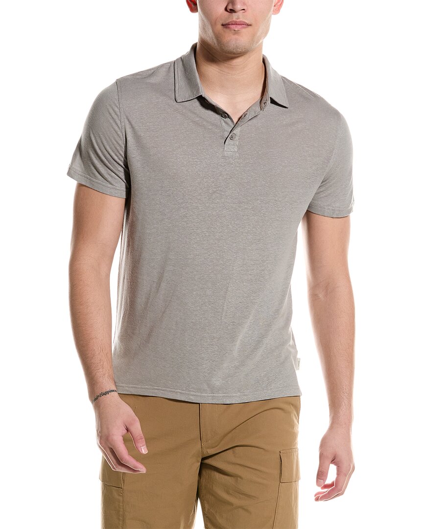 Shop Onia Linen-blend Polo Shirt In Grey