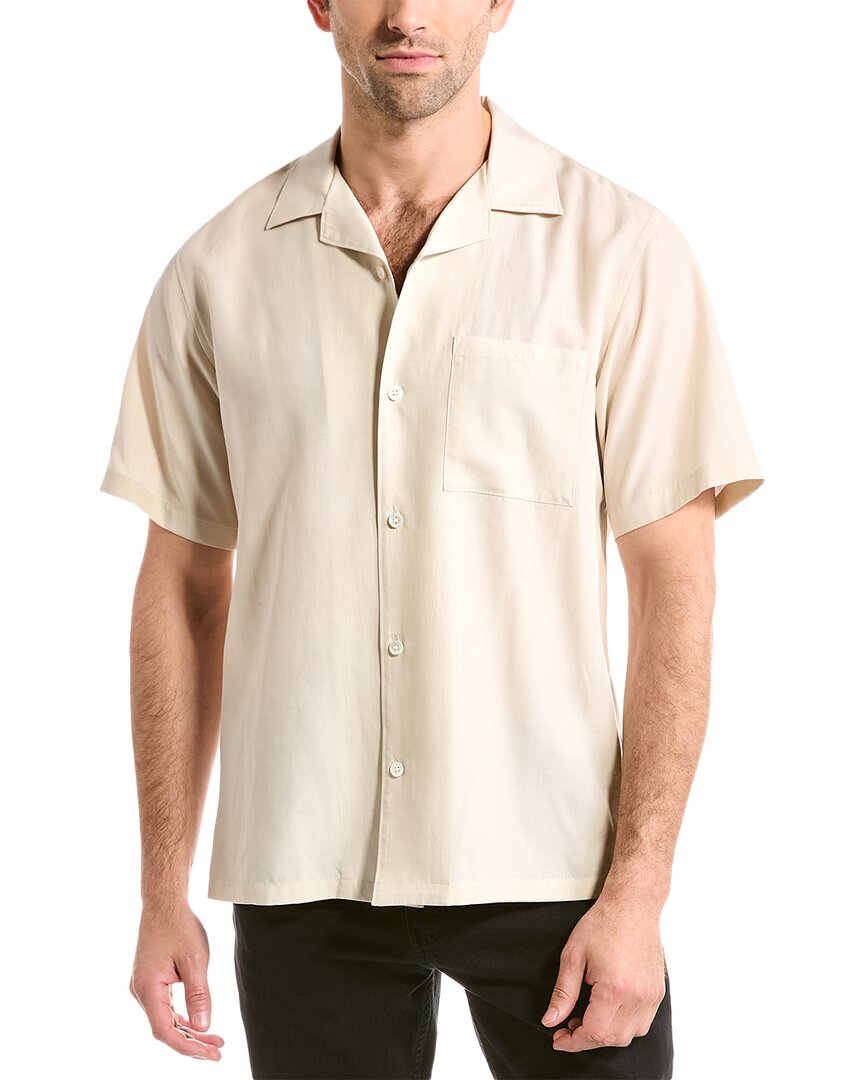 Theory Noll Woven Shirt In Beige