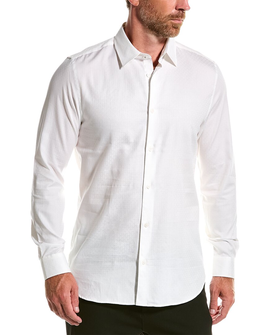 Ted Baker Letwell Jacquard Slim Shirt In White