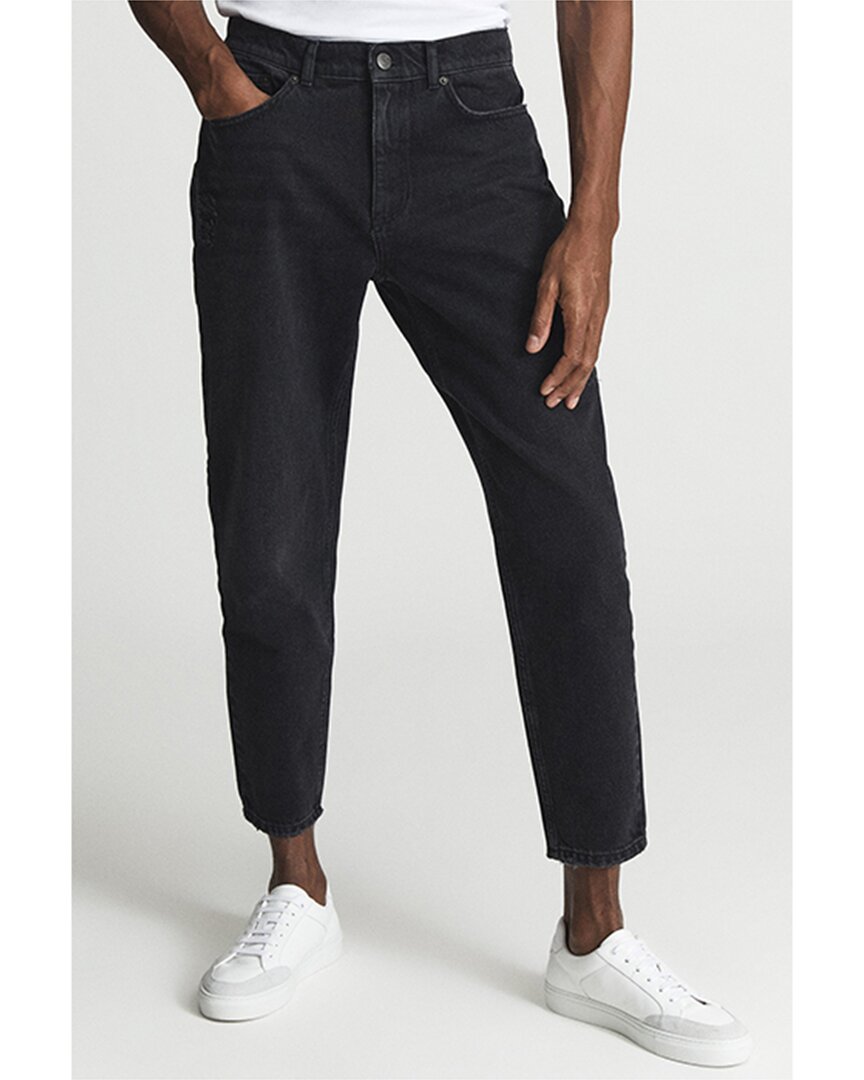 Reiss Daniel Cropped Washed Relaxed Jean In Black