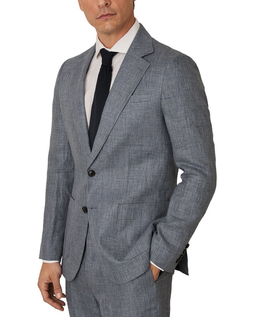 Reiss Reef Notch Prince O Linen Jacket In Blue