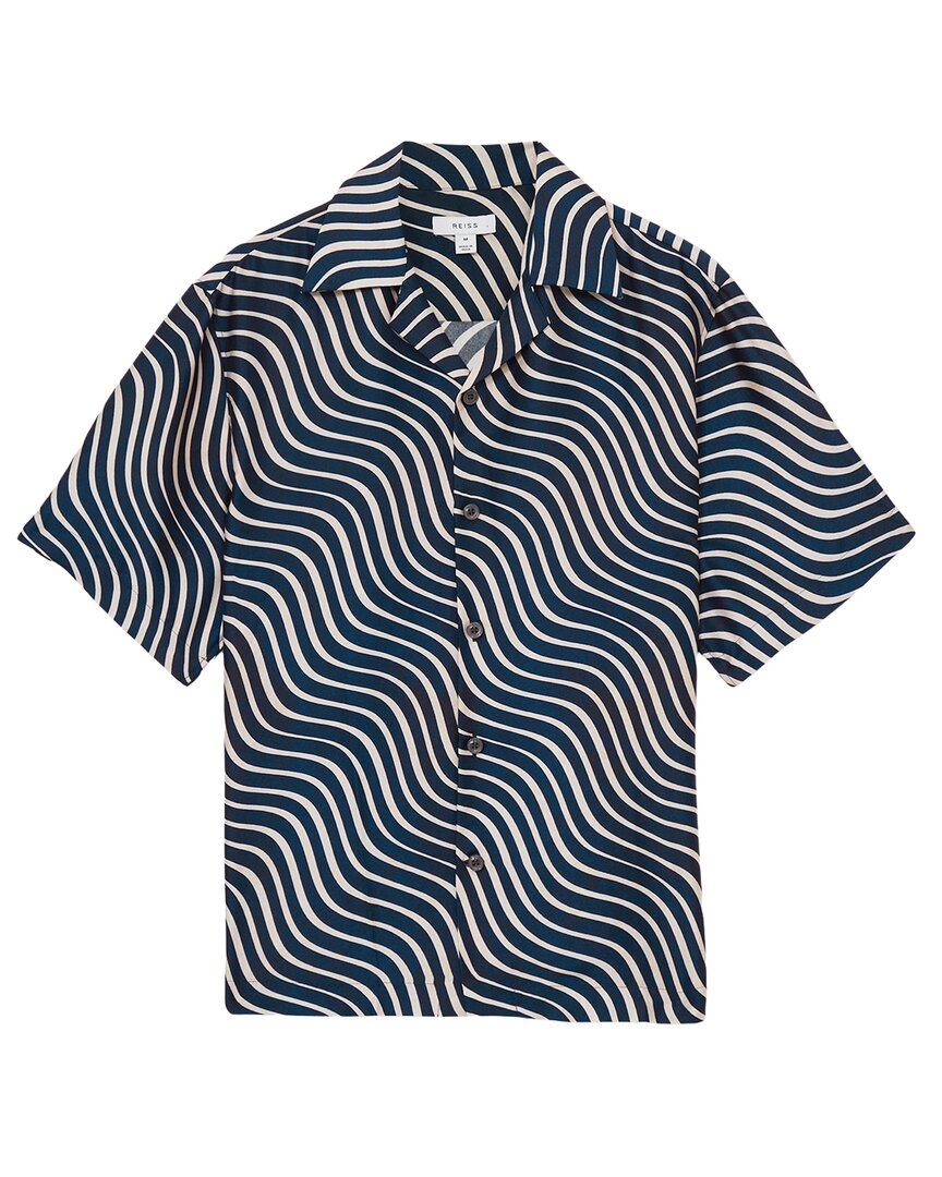 Reiss Carbello Wave Stripe Shirt In Navy