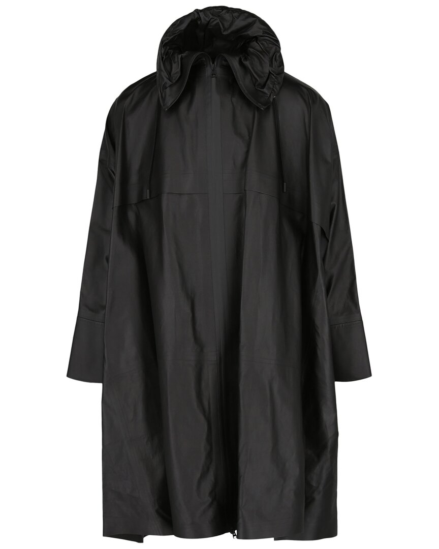 Bottega Veneta Oversized Leather Trench Coat In Black